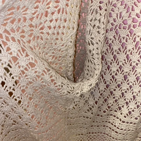 Vintage 90s Tiara Crochet Cardigan Longsleeve Nautical Beige Cream Taupe XL Fest - Picture 6 of 12